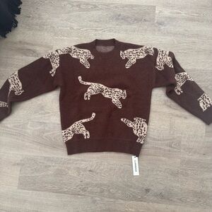 Commense Animal Print Knit Sweater